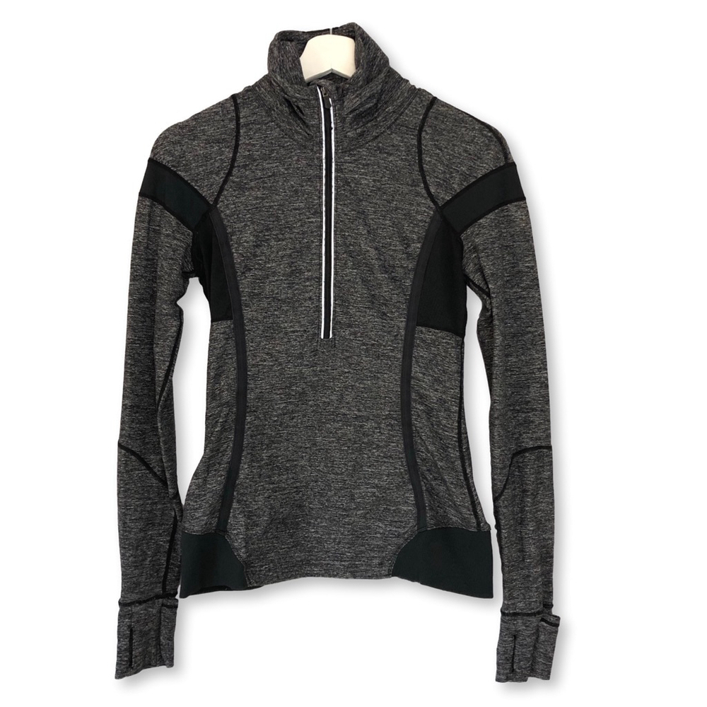 Lululemon Gray Black Run Pace Setter Half Zip Long Sleeve Size 6